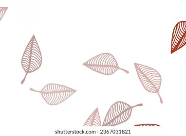 Light Red vector sketch cover. Pattern with gradient colorful leaves in natural style. Completely new design for your business.