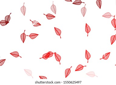 Light Red vector sketch layout. Shining colorful illustration with leaves in doodle style. Hand painted design for wrapping, wallpaper.