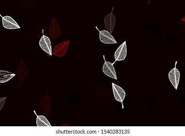 Light Red vector sketch pattern. Glitter abstract illustration with leaves. Pattern for coloring books and pages for kids.