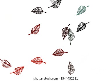 Light Red vector sketch pattern. Modern geometrical abstract illustration with leaves. Hand painted design for web, leaflet, textile.