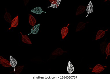 Light Red vector sketch pattern. Modern geometrical abstract illustration with leaves. Hand painted design for web, leaflet, textile.