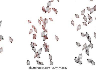 Light Red vector sketch template. Doodle illustration of leaves in Origami style with gradient. Pattern for heads of websites and designs.