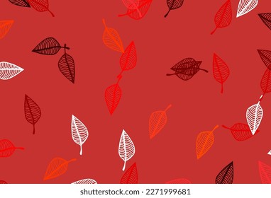 Light Red vector sketch texture. A vague abstract illustration with leaves in doodles style. Brand new design for your business.