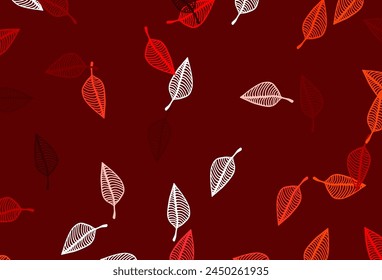 Light Red vector sketch texture. A vague abstract illustration with leaves in doodles style. Brand new design for your business.