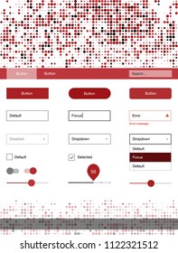 Light Red vector style guide with circles. Simple Material Design Kit with colorful dots in header. This sample is for your website.