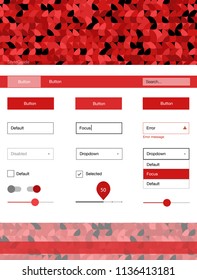 Light Red vector style guide with circles. Beautiful ui ux kit with colorful dots in its header. This template you can use for landing pages.