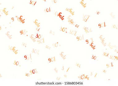 Light Red vector template with 30, 50, 90% selling. Shining colorful illustration with isolated selling prices. Design for business ads, commercials.