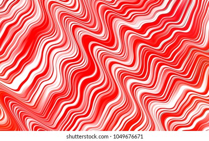 Light Red vector template with bent lines. Shining illustration, which consist of blurred lines, circles. The elegant pattern for brand book.