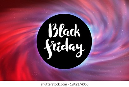 Light Red vector template with a black hole, space. Colorful illustration of a black hole on a starry backdrop. Template for Black Friday sales.
