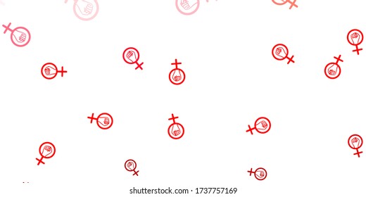 Light Red vector template with businesswoman signs. Simple design in abstract style with women’s rights activism. Design for International Women’s Day.