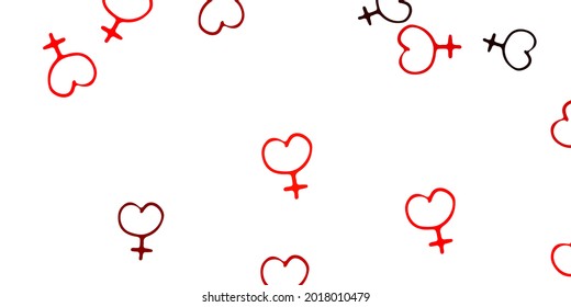 Light Red vector template with businesswoman signs. Illustration with signs of women's strength and power. Best design to show the power of women.