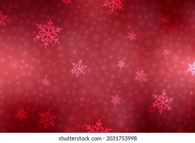 Light Red vector template in carnival style. Abstract illustration with Xmas balls and snowflakes. Pattern for school, grammar websites.