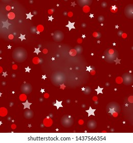 Light Red vector template with circles, stars. Abstract illustration with colorful spots, stars. Template for business cards, websites.
