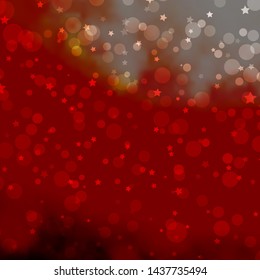 Light Red vector template with circles, stars. Abstract design in gradient style with bubbles, stars. Design for wallpaper, fabric makers.