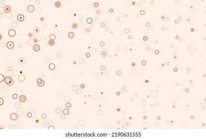 Plantilla vectorial de color rojo claro con círculos. Ilustración abstracta brillante con gotas borrosas de lluvia. Diseño para afiches, banner de sitios web.