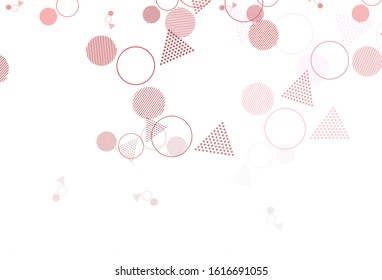 Light Red vector template with crystals, circles. Glitter abstract illustration with spheres, triangular lines. Best design for poster, banner.