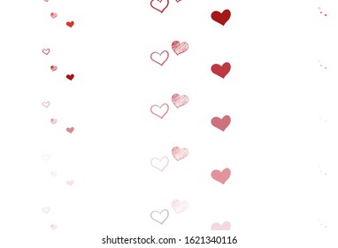 Light Red vector template with doodle hearts. Beautiful celebration style hearts on abstract illustration. Template for Valentine's greeting postcards.