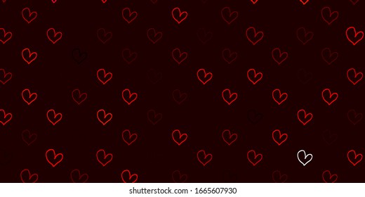 Light Red vector template with doodle hearts. Hearts on blurred abstract background with colorful gradient. Pattern for marriage gifts, congratulations.