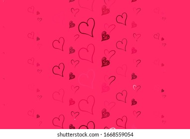 Light Red vector template with doodle hearts. Smart illustration with gradient hearts in valentine style. Pattern for valentine's ad, booklets.