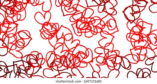 Light Red vector template with doodle hearts. Decorative shining illustration with hearts on abstract template. Pattern for valentine's ad, booklets.