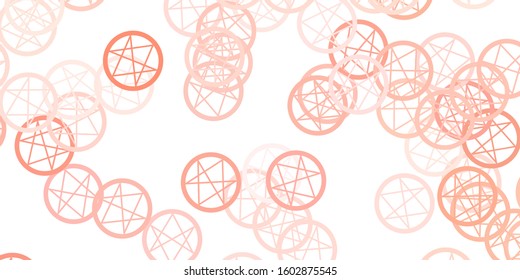 Light Red vector template with esoteric signs. Retro design in abstract style with witchcraft forms. Best design halloween events.