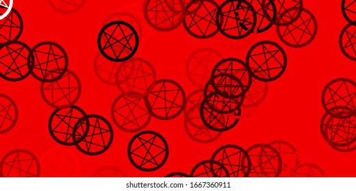 Light Red vector template with esoteric signs. Retro design in abstract style with witchcraft forms. Background for esoteric, mystic designs.