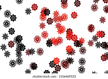 Light Red vector template with ice snowflakes. Modern geometrical abstract illustration with crystals of ice. The pattern can be used for new year ad, booklets.