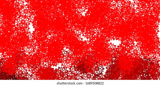 Light Red vector template with ice snowflakes. Colorful snow elements in decorative christmas style. Xmas design for business.