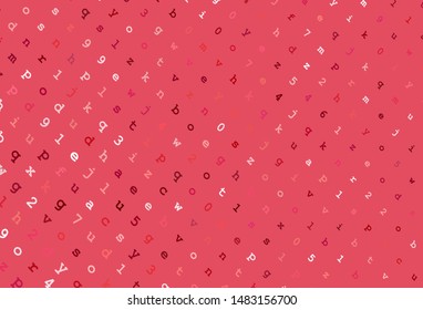 Light Red vector template with isolated letters. Colored alphabet signs with gradient on white background. Pattern for school, grammar websites.