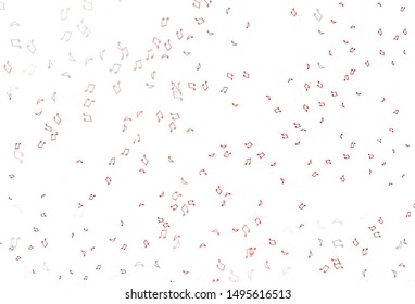 Light Red vector template with musical symbols. Decorative design in abstract style with music shapes. Template for fasion magazines.