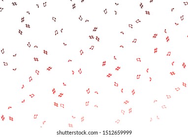 Light Red vector template with musical symbols. Shining illustration of colorful gradient music notes. Template for fasion magazines.
