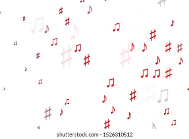 Light Red vector template with musical symbols. Shining illustration of colorful gradient music notes. Template for fasion magazines.