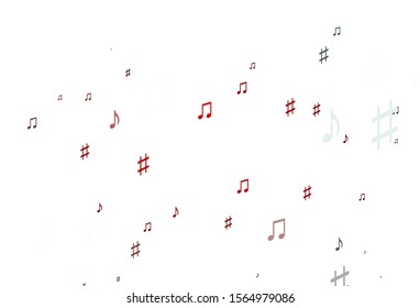 Light Red vector template with musical symbols. Decorative design in abstract style with music shapes. Pattern for festival leaflets.