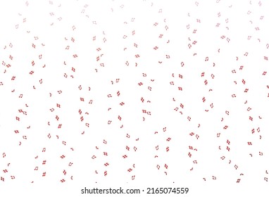Plantilla vectorial de color rojo claro con símbolos musicales. Claves de música coloridas aisladas sobre fondo abstracto. Diseño moderno para tapices.