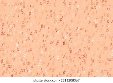 Plantilla vectorial de color rojo claro con símbolos musicales. Claves de música coloridas aisladas sobre fondo abstracto. Plantilla para revistas de moda.
