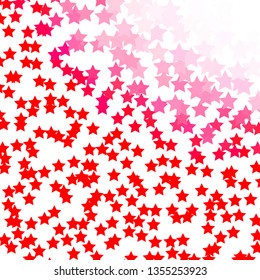 Light Red vector template with neon stars. Shining colorful illustration with small and big stars. Pattern for wrapping gifts.