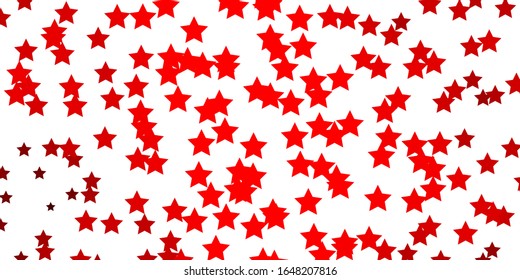 Light Red vector template with neon stars. Blur decorative design in simple style with stars. Theme for cell phones.