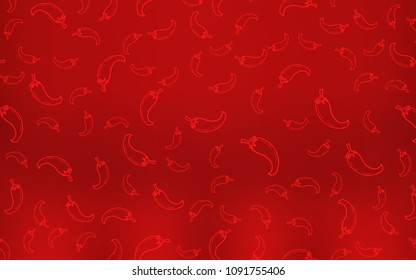 Light Red vector template with organic peppers. Beautiful colored illustration with peppers in doodle style. Template for meal cooking in kitchen.