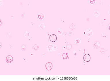 Light Red vector template with organic meal. Beautiful colorful illustration with food in doodle style. Pattern for ads of breakfast, lunch, dinner.