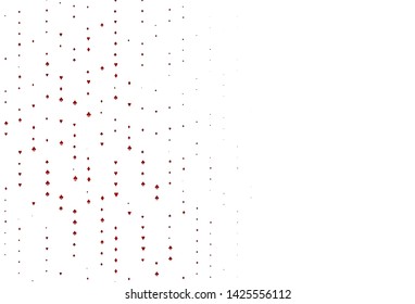 Light Red vector template with poker symbols. Illustration with set of hearts, spades, clubs, diamonds. Pattern for booklets, leaflets of gambling houses.