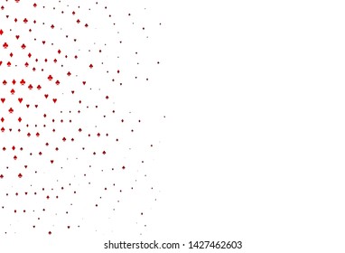 Light Red vector template with poker symbols. Illustration with set of hearts, spades, clubs, diamonds. Pattern for leaflets of poker games, events.