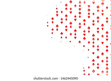 Light Red vector template with poker symbols. Illustration with set of hearts, spades, clubs, diamonds. Pattern for leaflets of poker games, events.