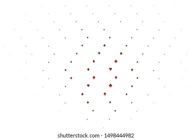 Light Red vector template with poker symbols. Colored illustration with hearts, spades, clubs, diamonds. Design for ad, poster, banner of gambling websites.