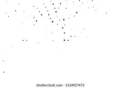 Light Red vector template with poker symbols. Colored illustration with hearts, spades, clubs, diamonds. Pattern for ads of parties, events in Vegas.