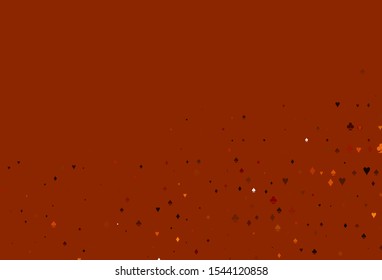 Light Red vector template with poker symbols. Colorful gradient with signs of hearts, spades, clubs, diamonds. Pattern for leaflets of poker games, events.