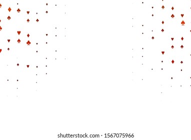 Light Red vector template with poker symbols. Colored illustration with hearts, spades, clubs, diamonds. Pattern for leaflets of poker games, events.