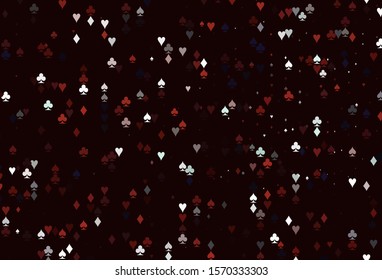 Light Red vector template with poker symbols. Glitter abstract sketch with isolated symbols of playing cards. Smart design for your business advert of casinos.