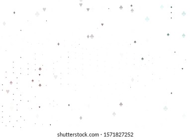 Light Red vector template with poker symbols. Shining illustration with hearts, spades, clubs, diamonds. Pattern for leaflets of poker games, events.