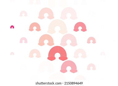 Light Red vector template with rainbow signs. Decorative illustration with rainbow, cloud shapes. Sample for your child design.