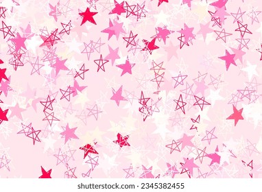 Light Red vector template with sky stars. Decorative shining illustration with stars on abstract template. Pattern for futuristic ad, booklets.